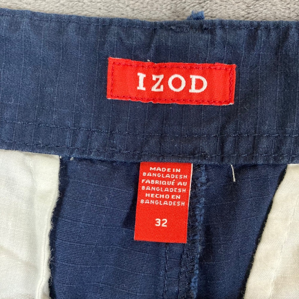 Izod Mens Navy Blue Ripstop Cargo Shorts Size 32 Cotton Casual Outdoor Utility - Picture 2 of 7